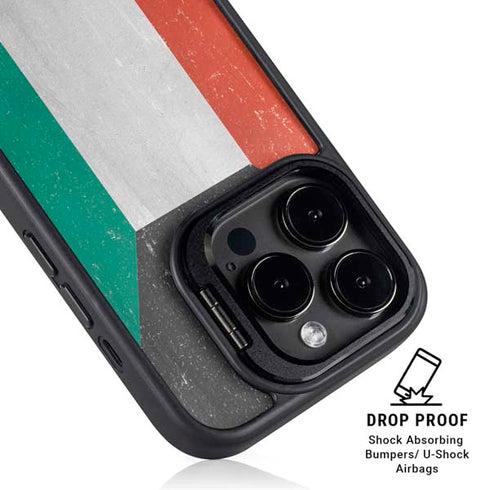 Kuwait Flag Distressed iPhone 14 Pro Max Kickstand Case
